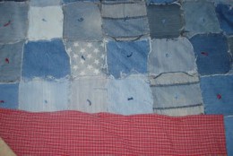 This quilt was made from old blue jeans and a sheet for the backing!