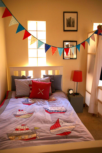 Bunting can be strung like this, or hung against a wall