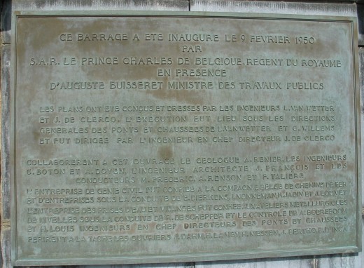 Plaque from the Weser Valley Dam inauguration