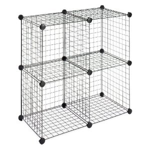 The type of metal mesh cube storage unit that can be linked together to create runs for guinea pigs or rabbits - you can make large squares, rectangles or even entire cages