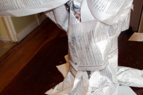 closeup of trunk with newspaper wrap