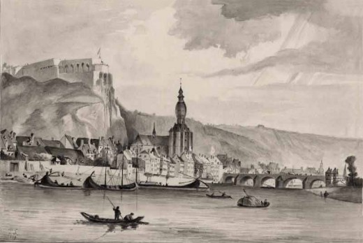 1839 view of Dinant by Paul Lauters (1806-1875)