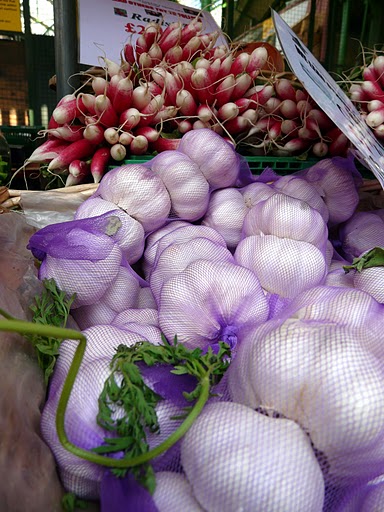 Ready to buy garlic at Borough Market, Camberwell London