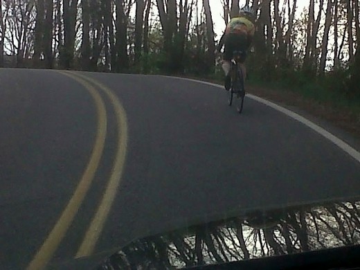 I got stuck behind a %*&^(^()%$)% bicyclist on may way to work this morning.  I had to follow him all the way down Cherokee Trail.