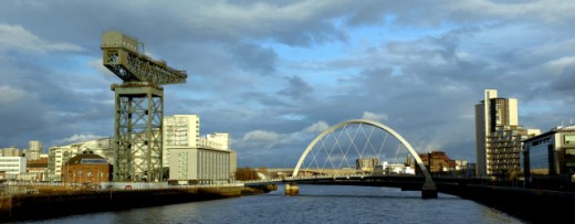 view of Glasgow from the River Clyde