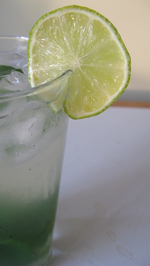 Decorate a glass of this cool drink with a thin slice from the center of a fresh lime.