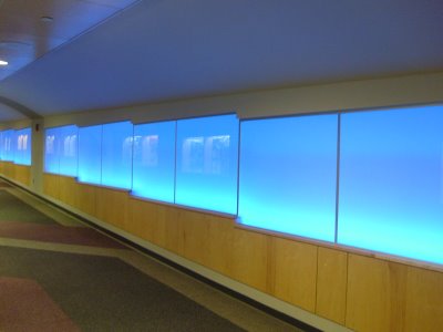 To avoid having to negotiate Vermont traffic, you can take this cool tunnel walkway from the Davis Center to the other side of the road.
