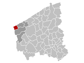 Map location of De Panne, Belgium
