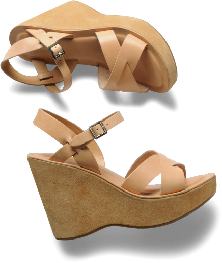 Kork ease NATURAL wedge 4 1/2" suede with ankle strap