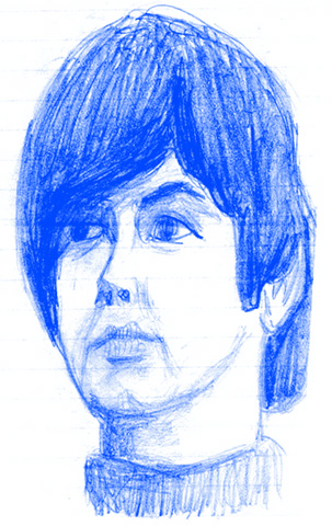 Paul McCartney as he appeared on the cover of the Rubber Soul album ca. 1965.
