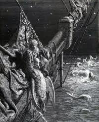 The Ancient Mariner alone on the ocean.
