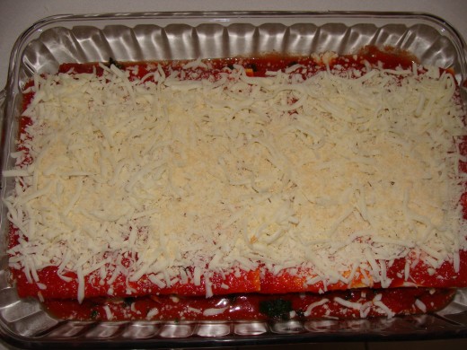 Top the final layer with noodles, sauce and cheese.