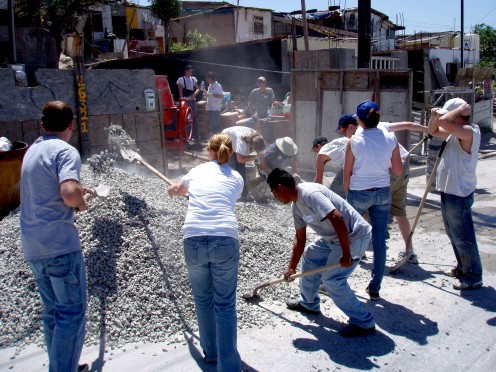 Helping neighbors build houses in Tijuana to combat homelessness.