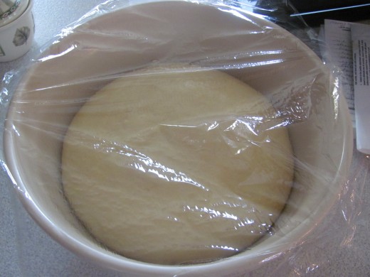 Dough that has doubled in size after its first rising.