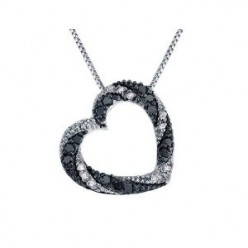 White and Black Diamond Heart Pendant - Best Jewelry for Mother's Day