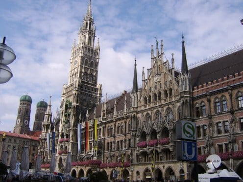 Marienplatz (Munich City Centre) - the S and U in the foreground denote Surface and Underground train stations