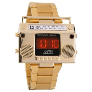 Flud Men's BBX005 Boombox Gold Retro LED Digital Watch