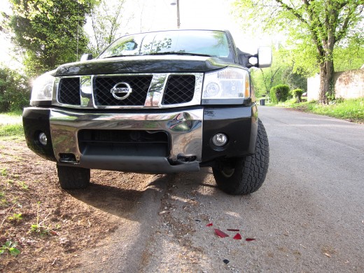 I awoke to discover that some douche bag smashed my truck up with their P.O.S. car.  To whoever done this: I hope your car turns into a pillar of salt...while your driving it.