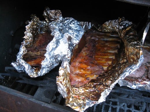 pork ribs on a BBQ grill