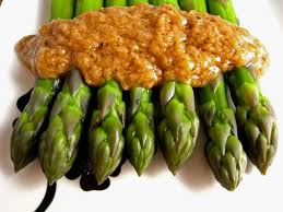roasted garlic on asparagus