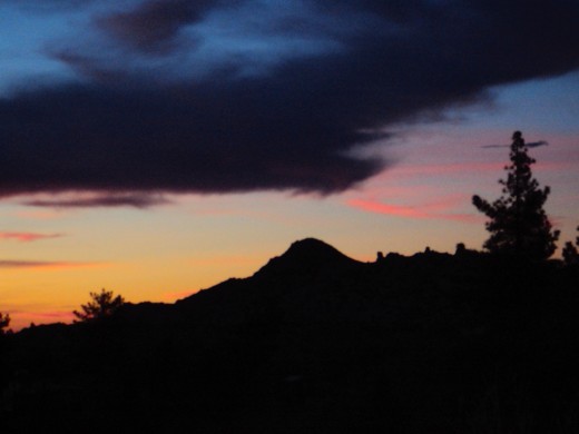 The outline of The Pinnacles at sunset.