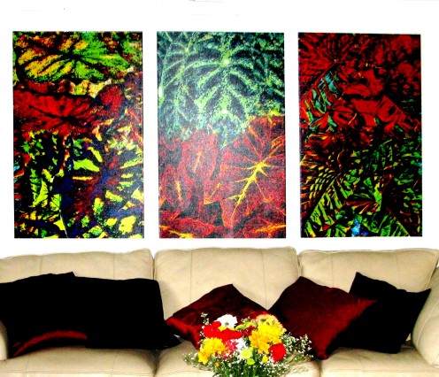 Floral collage on Giclee panels