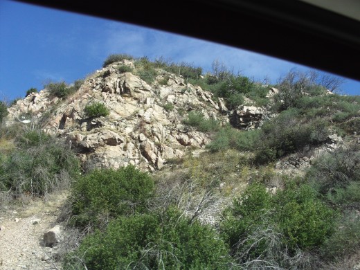 Rocky hillside as seen from Highway 18.