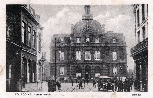 German postcard, dated 27.2.1918: Tourcoing's City Hall 