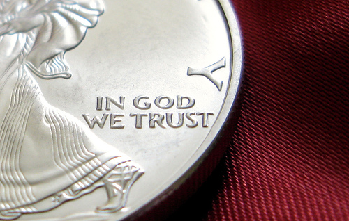 "In God We Trust" reminds people every day of America's Christian heritage. (From http://www.flickr.com/photos/pagedooley/1303402061/in/photostream)