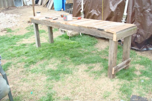 Potting bench under construction