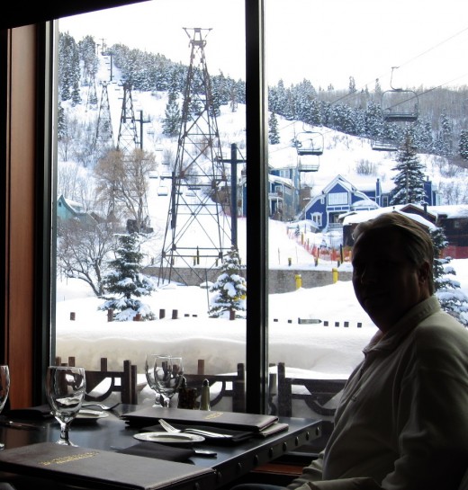 Dinner with a mountain view in Park City, Utah.