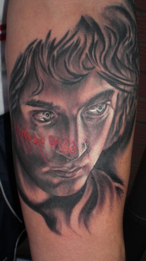 Frodo Baggins Tattoo (part of sleeve in progress) created by Adam Collings of New Wave Tattoo, London, UK