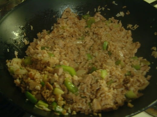 Pork Fried Rice made in an electric wok