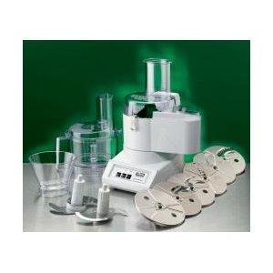 A Small Scale Commercial Food Processor with multiple attachments.