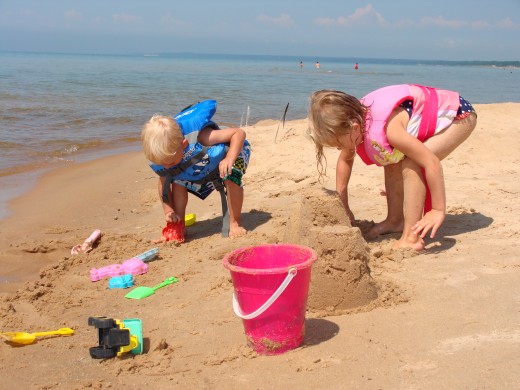 Sand and water fun at the beach.