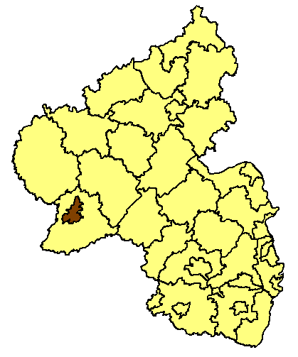 Map location of Trier in the Rhineland-Palatinate