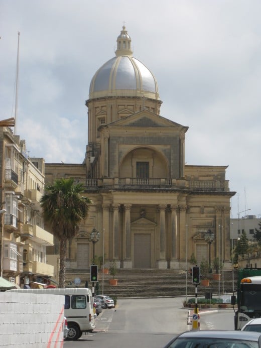 Kalkara parish church: just to the left is the little road leading up to my house
