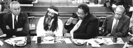 The Greensboro Four in 1990 (L to R) Joe McNeil, Ezell Blair Jr. (Jibreel Khazan), Franklin McCain and David Richmond  Have things changed? 