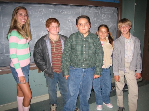 Child actors filming a TV show.