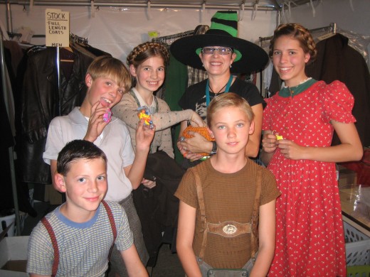 Child actors with the wardrobe department on the set of, "The Good German."