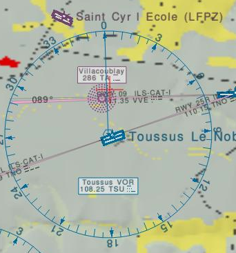 A snapshot of Atlas showing a VOR and an NDB