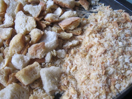 Biscotti and breadcrumbs, in the raw!  These pieces are slightly misshapen, which means they were cut by a human being.  