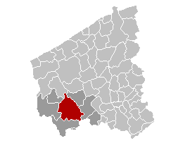 Map location of Ypres, Belgium