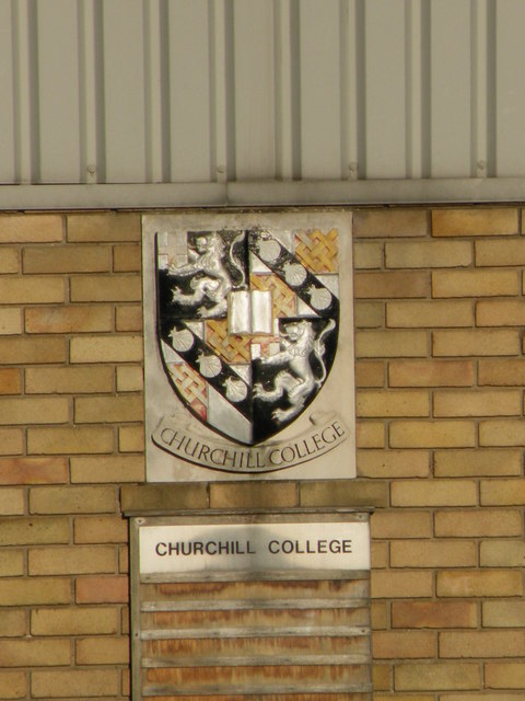 College arms at Churchill College's and King's College's boathouse