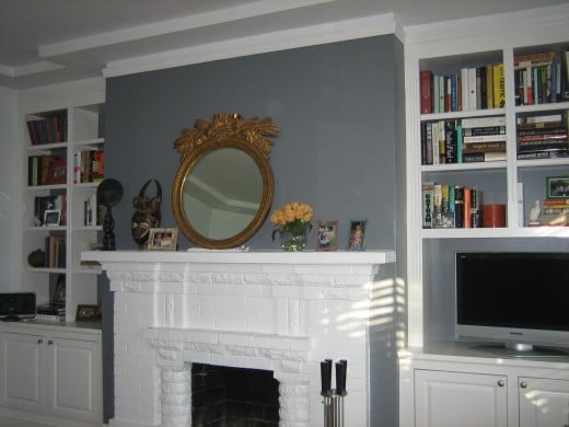 Any wall with a fireplace is a natural for a bold, accent color