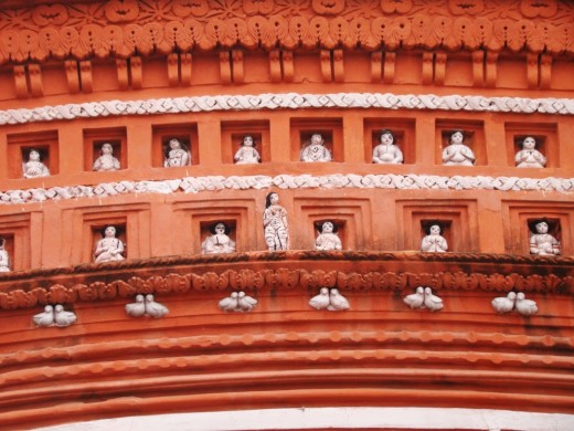 Close up of the facade of the Lakshmi Narayan temple