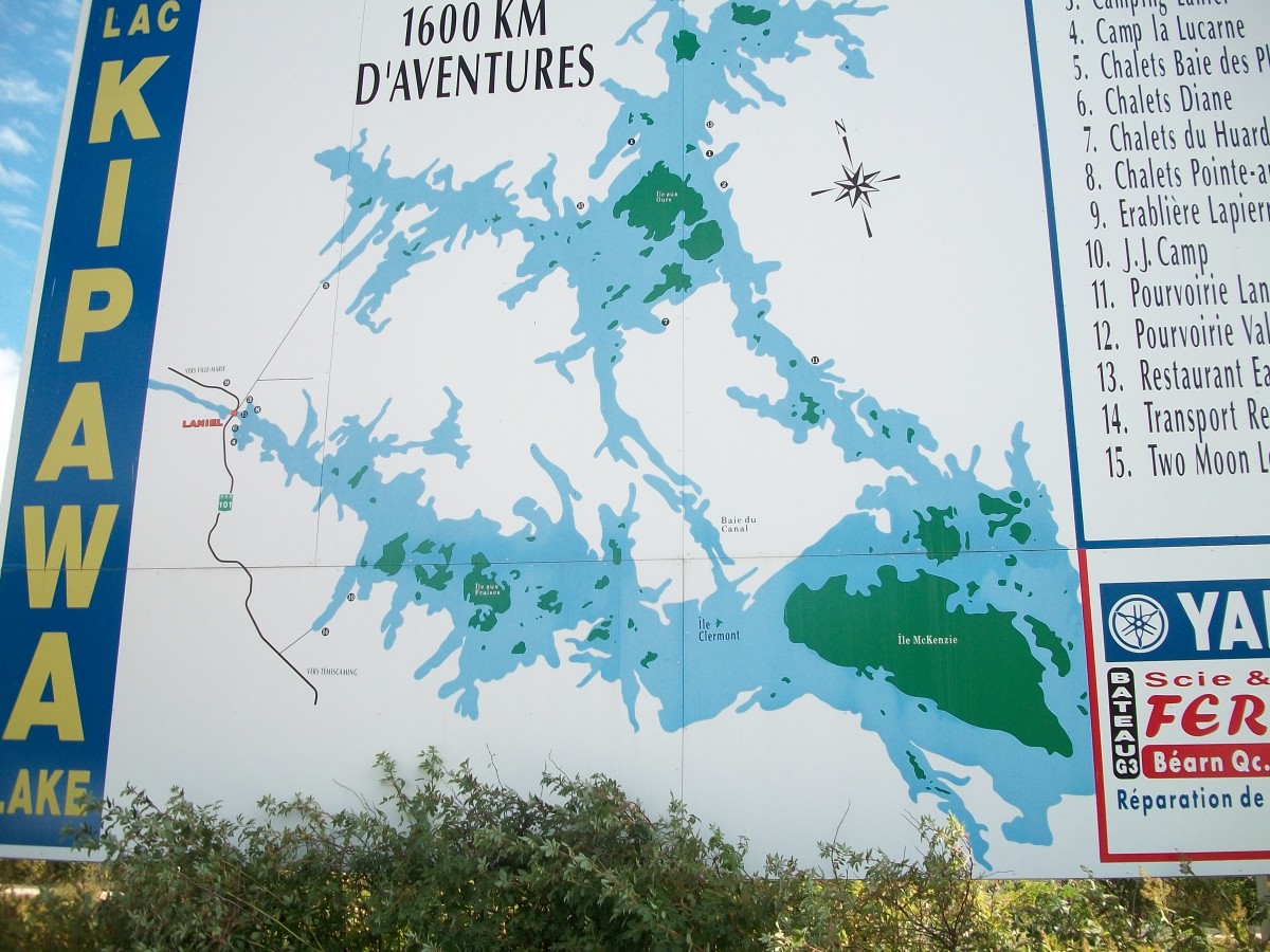 Map of Lake Kipawa, at Laniel, Quebec