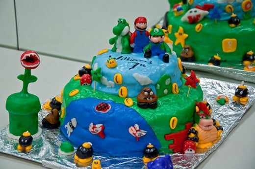 Mario Birthday Cake Handmade With Fondant Made by Kandye Garner
