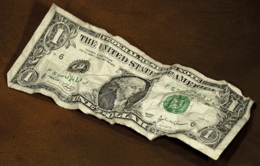 Crumpled One Dollar Bill
