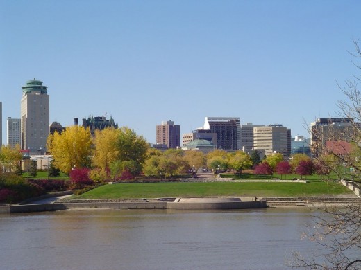 Winnipeg skyline from the river